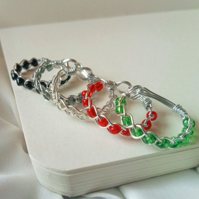 Wire Ring Miyuki Beads Adjustable / Beads Ring / Cincin Kawat