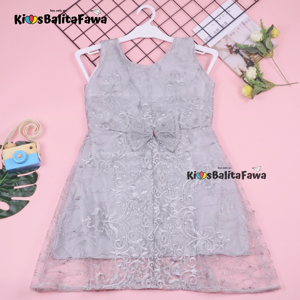 Dress Keira Uk 6-8 Tahun / Dres Brukat Kensi Anak Perempuan Gaun Pesta Kondangan Baju Baby Import