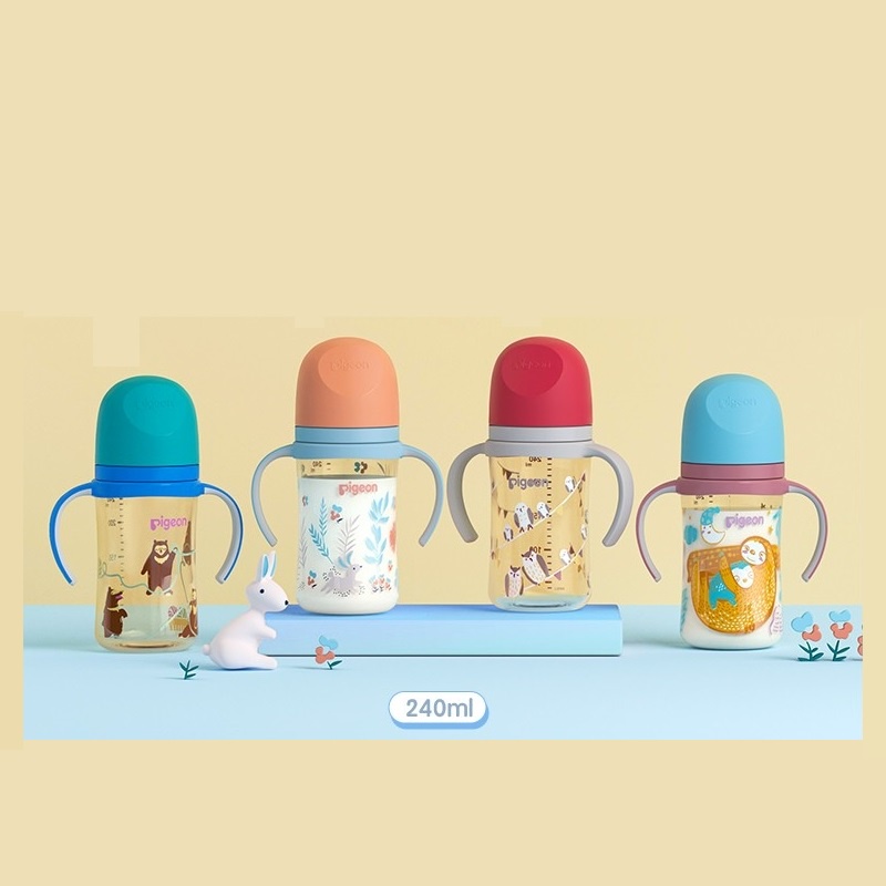 Pigeon 240ml PPSU Fun Series Bottle with Handle Nipple 3.0 SofTouch