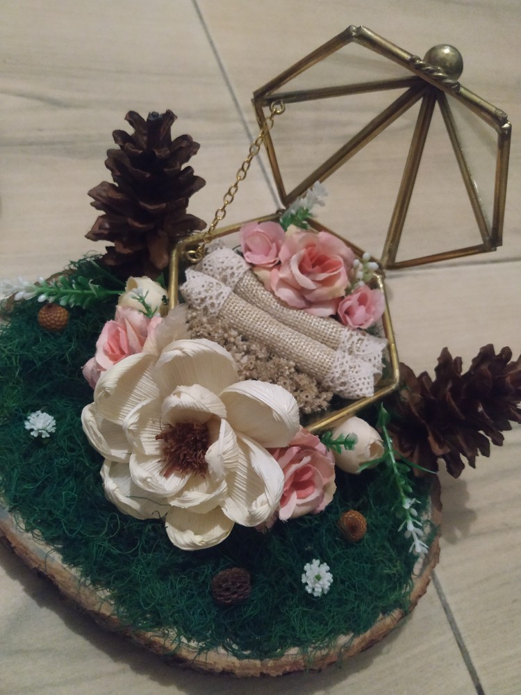 Kotak Cincin Wedding / Kotak Cincin Lamaran / Ring Box / Ringbox Kaca Terarium Dengan Nampan