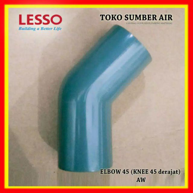 Pvc 45 Derajat Elbow /knee 1/2 Inch - Aw 45 - Merk Lesso