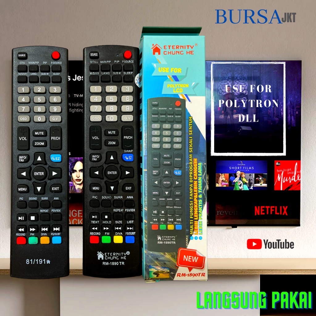 REMOTE TV POLYTRON 81l191 1889 UNIVERSAL TANPA SETTING DUS