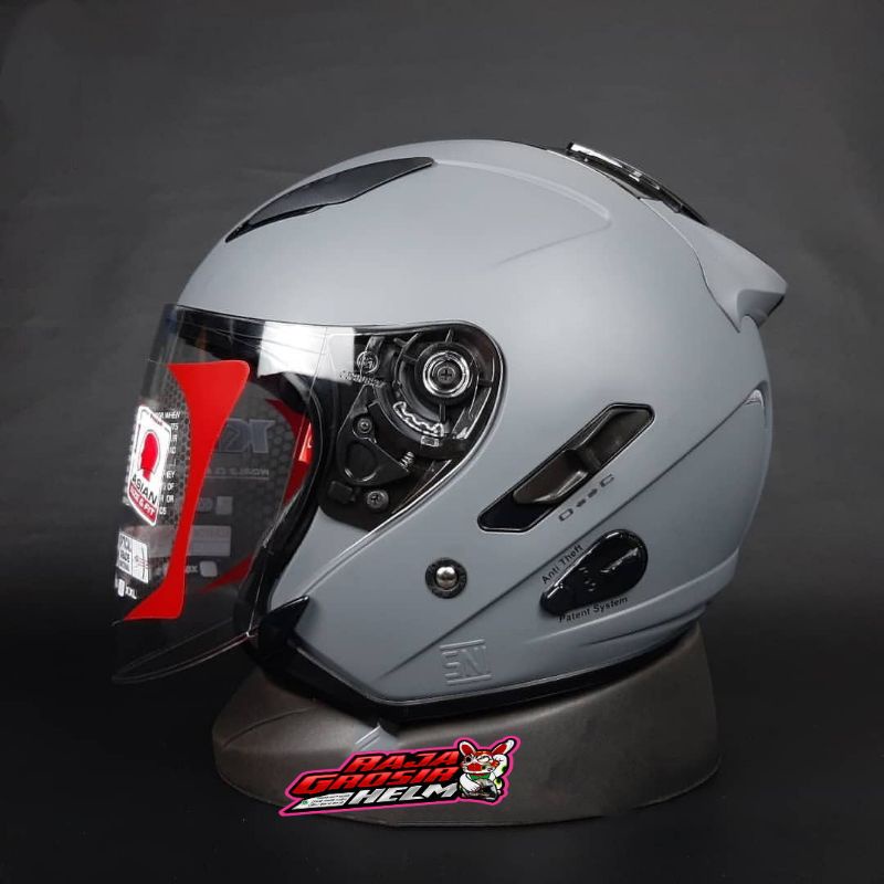 Jual HELM KYT GALAXY FLAT R MATT GORILA GREY ORIGINAL HELM HALF FACE