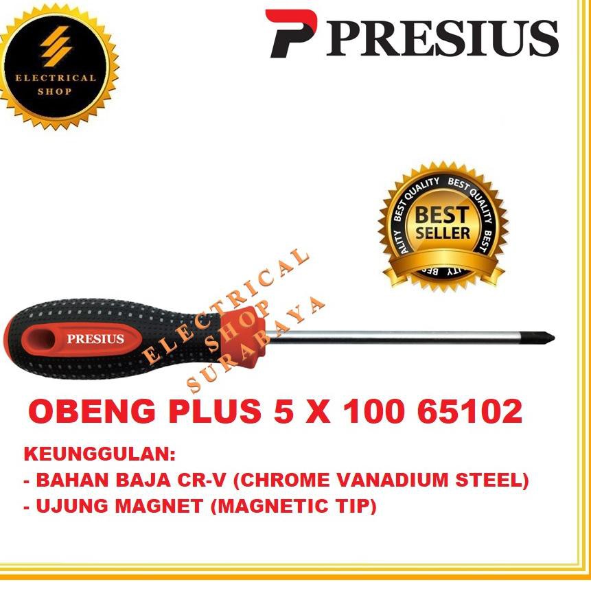 [Terlaris Today] PRESIUS OBENG PLUS 5 X 100 65102 (GROSIR) BAJA CHROME VANADIUM UJUNG MAGNET MAGNETI