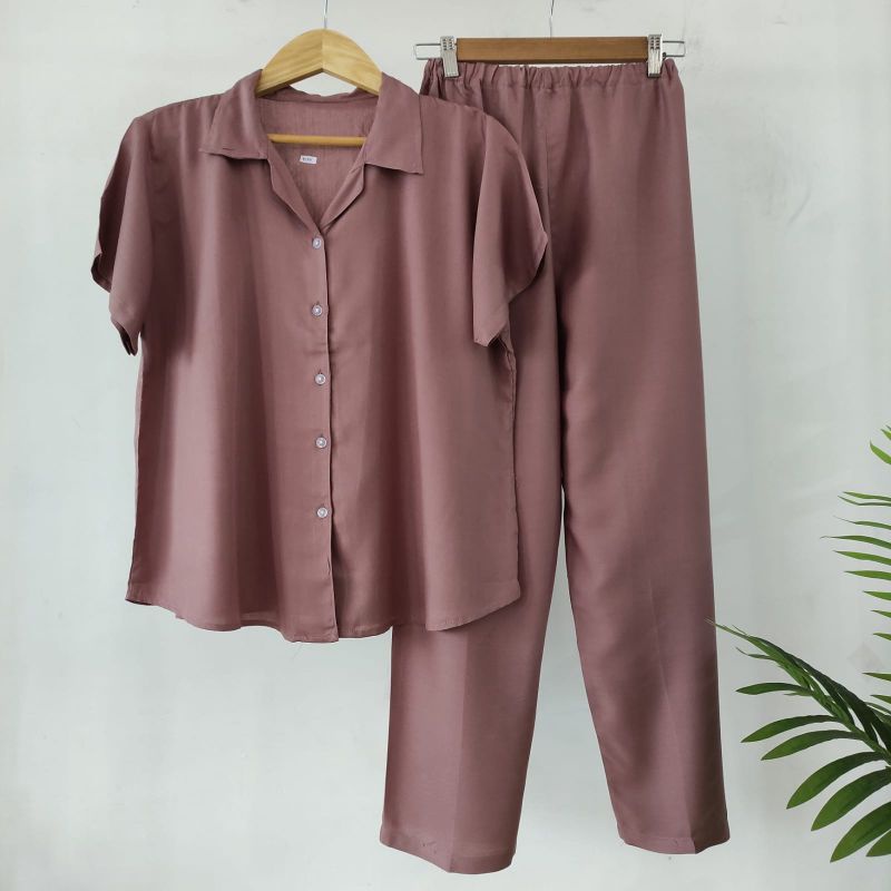 BAJU TIDUR | RAYON TWELL | baju tidur | SETELAN lengan pendek  PIYAMA RAYON