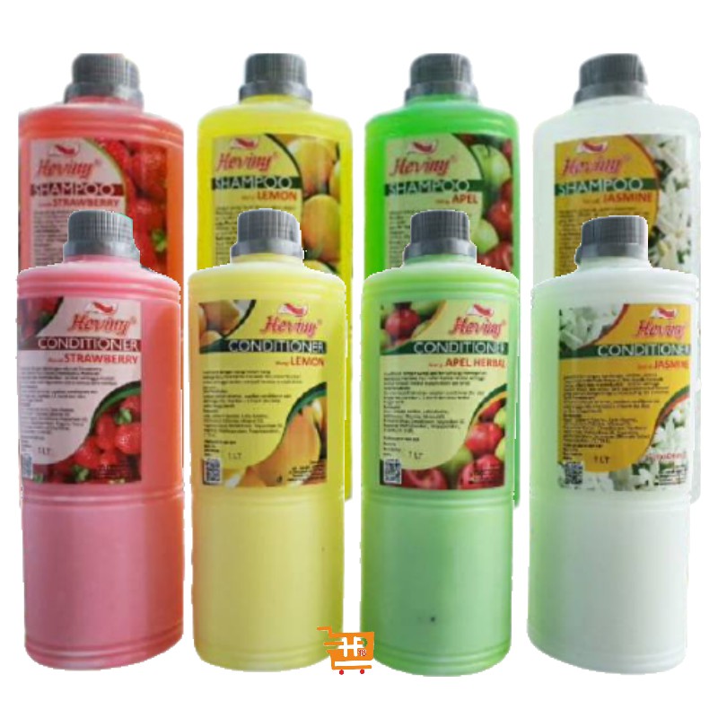 Heviny Shampoo Aroma Buah / Conditioner Aroma Buah 1 Liter Strawberry / Jasmine / Apel / Lemon