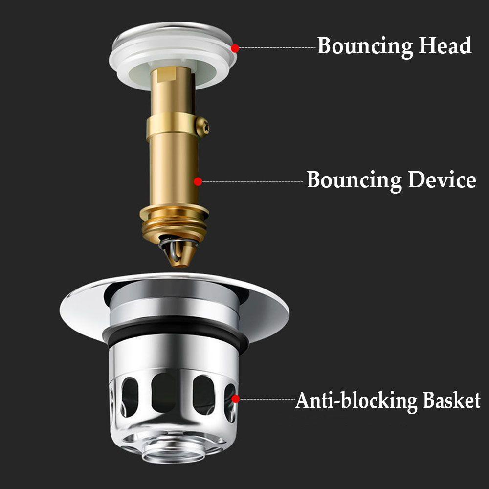 Stopper Wastafel Nanas Universal Bounce Pop Up Push Plug Drainer