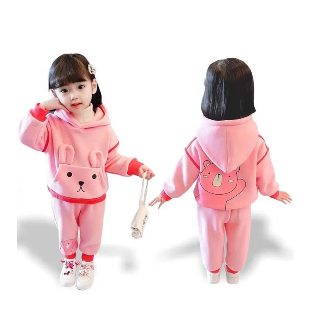 SETELAN TRENDY HOODIE CELANA JOGER BAYI ANAK MOTIF BUNNY KELINCI USIA 6 BULAN-5 TAHUN BAHAN BABYTERRY TERMURAH TERLARIS/ SETELAN TRENDY HOODIE CELANA JOGER BAYI ANAK PEREMPUAN/ SETELAN TRENDY HOODIE CELANA JOGER BAYI ANAK CEWEK/ HOODIE BUNNY ANAK CEWE