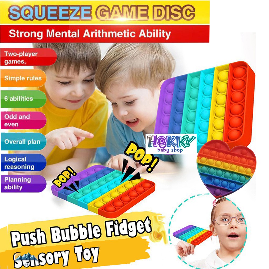 Pop It Fidget Rainbow Squishy Bubble Toys Kids Mainan Anak Penghilang Stress