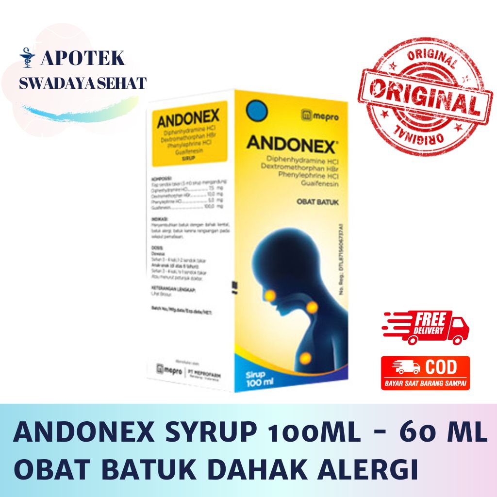 ANDONEX Syrup 100 ML - Obat Batuk Dahak Alergi Sirup 60 ML