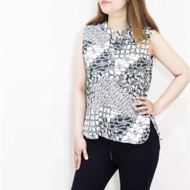 Ny7 Baju Atasan Batik Wanita Lekbong Yukensi Tanpa Lengan Model Peplum Bahan Katun Strecth Shopee Indonesia