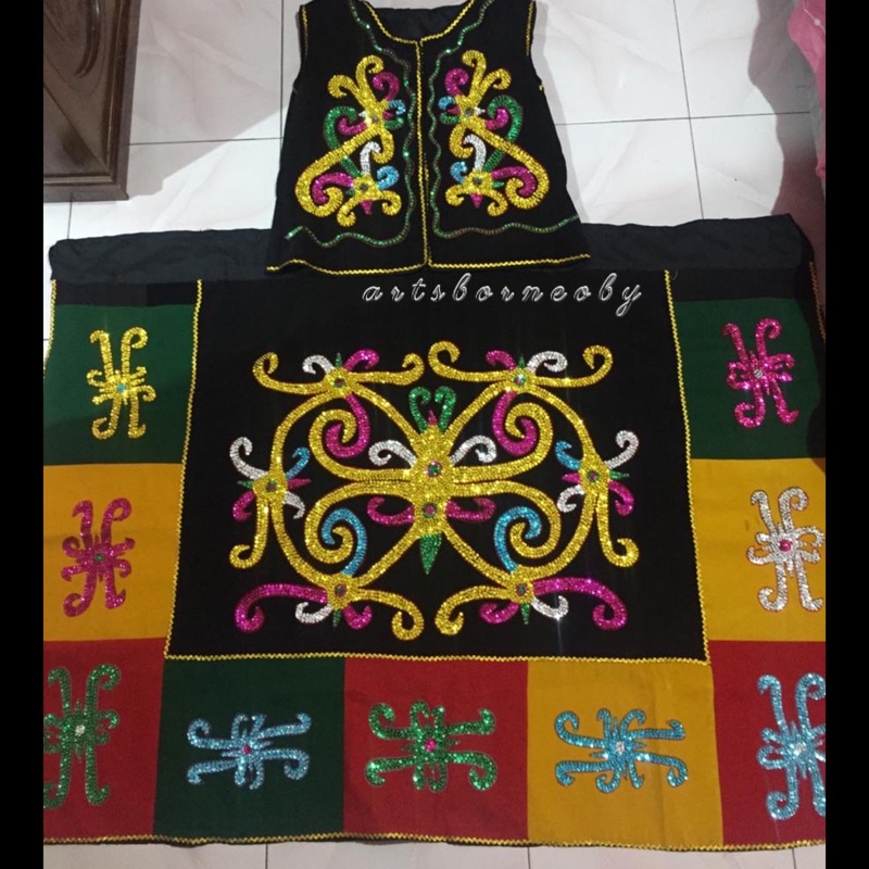 BAJU DAYAK DEWASA PEREMPUAN FULL COLOUR