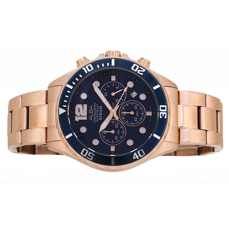 Alba AT3904X1 Chronograph Rose Gold Stainless - Jam Tangan Pria AT3904