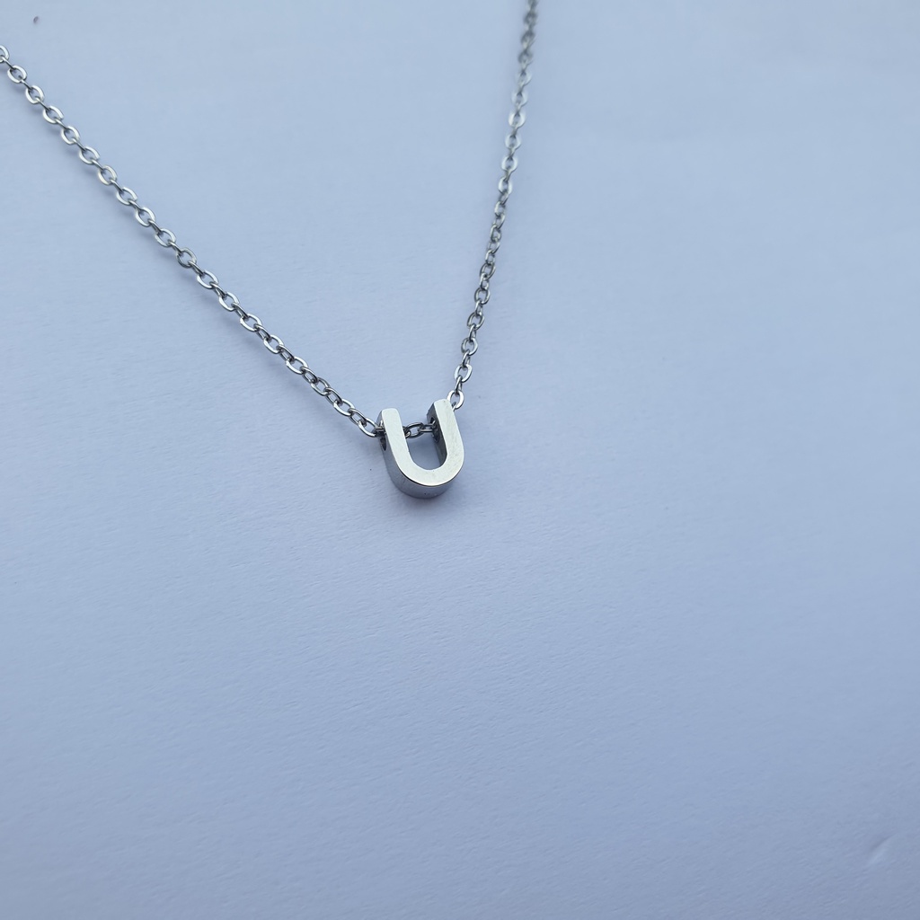 Kalung KL200 Huruf Stainless Steel anti Karat tahan karat Premium Fashion Wanita Kalung Simpel Elegant necklace Titanium / BB