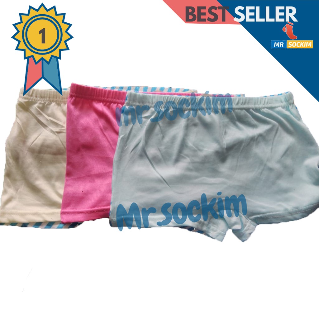 Celana Boxer Anak Perempuan Karakter Lucu Katun Stretch Daimaru | Satire (6 PCS seri warna)