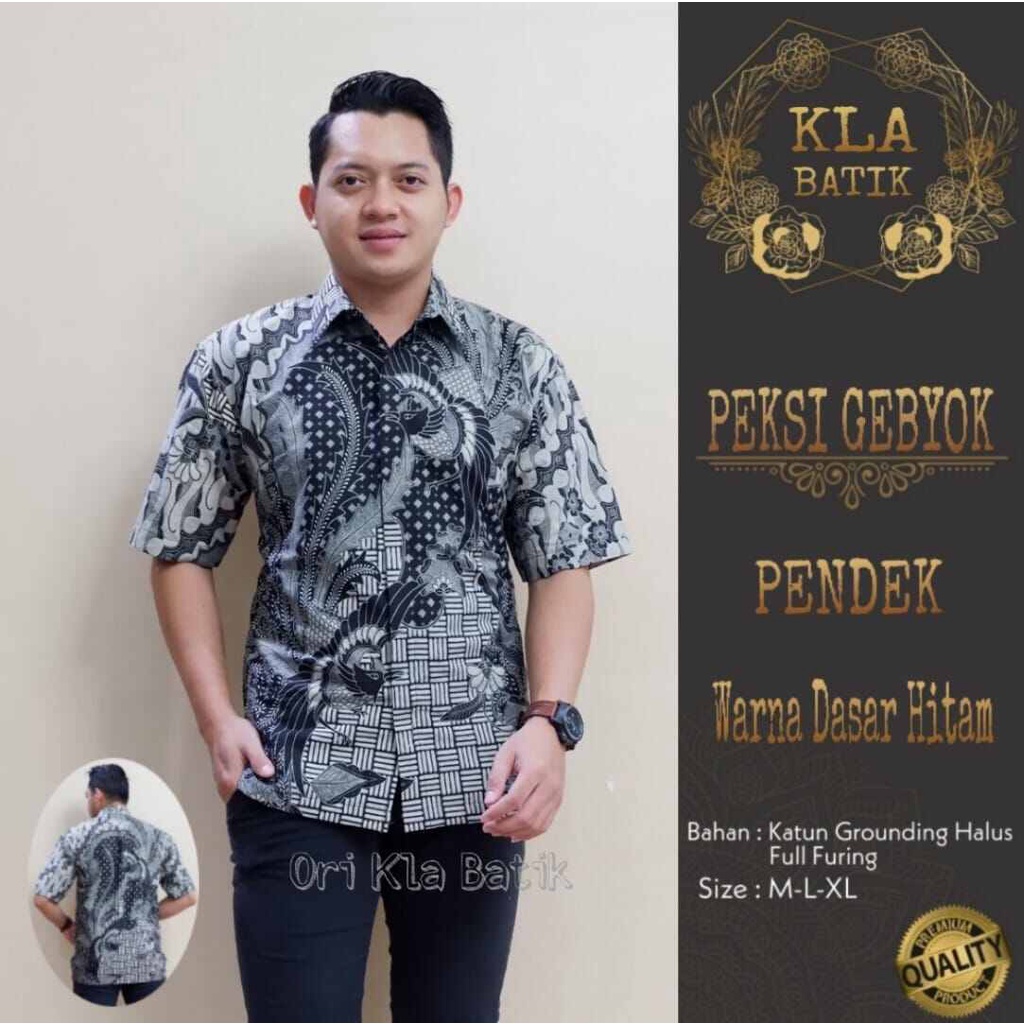 Hem batik pendek warna grey / kemeja batik pria terbaru warna abu-abu lengan pendek / baju batik pendek grey bahan katun halus full furing / hem batik ori solo gebyok