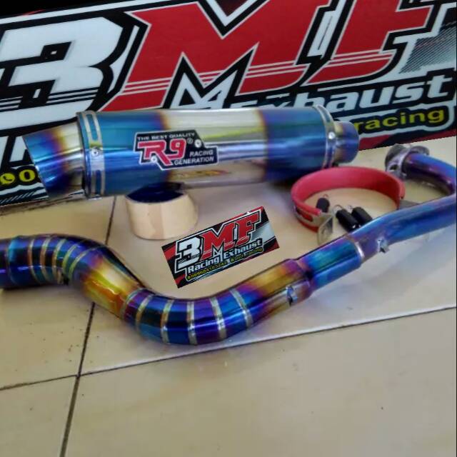 Knalpot racing r9 bluemoon for scoopy