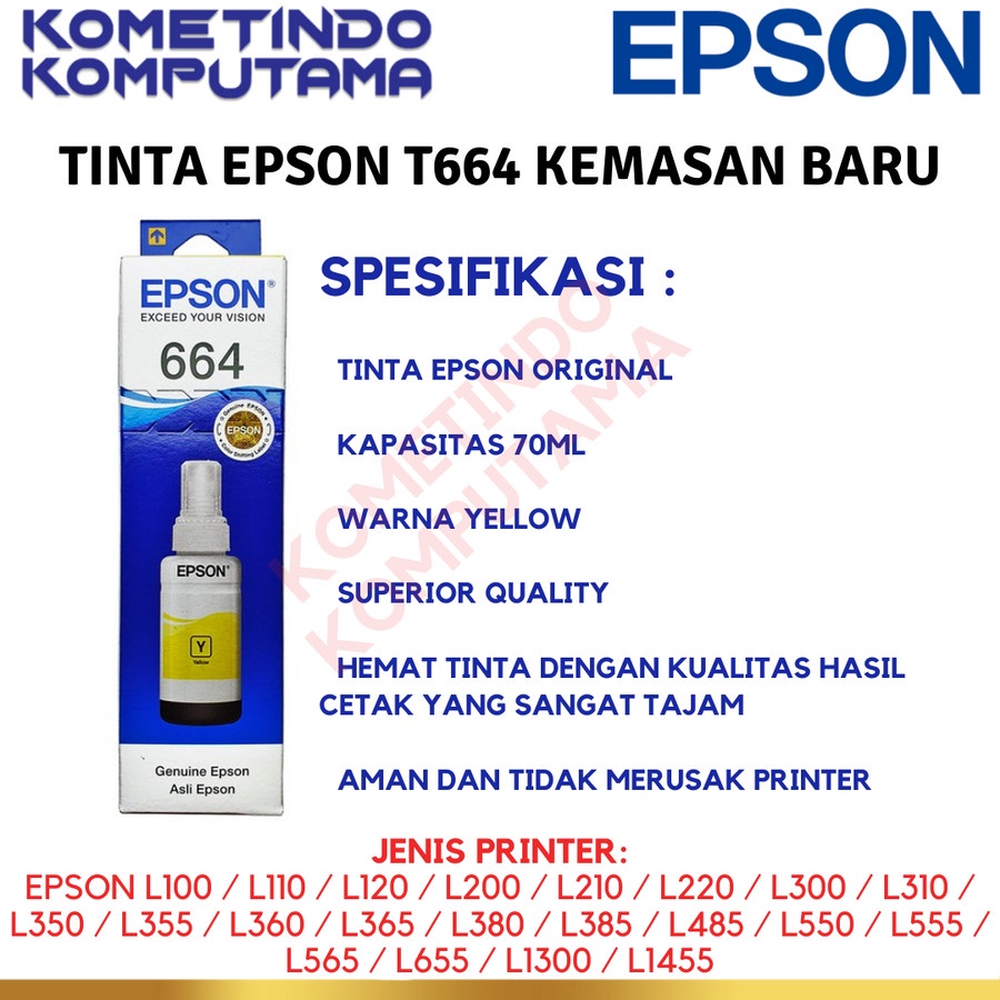 T 664 Yellow 70ml Tinta Epson Original 100% T664 KUNING