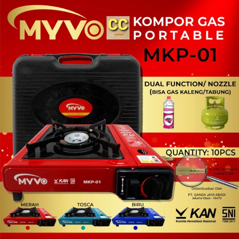 Kompor Gas Mini Portable 1 Tungku MYVO / MYVO 2 in 1 Gas Elpiji Dan Gas Kaleng Murah - SNI