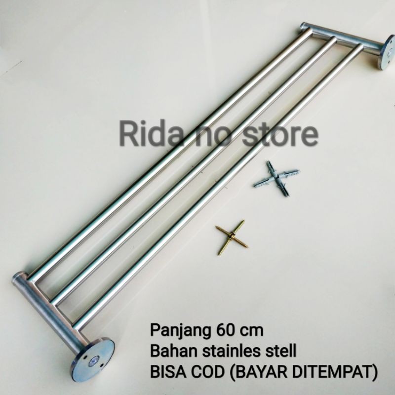 Jemuran handuk dinding stainless - hanger stainless murah 60 cm - Jemuran kamar mandi - BEST SELLER