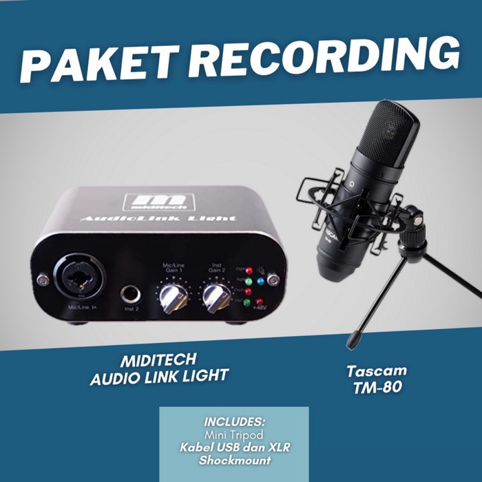 PAKET RECORDING MIC TM80 SOUNDCARD MIDITECH AUDIOLINK LIGHT ORIGINAL