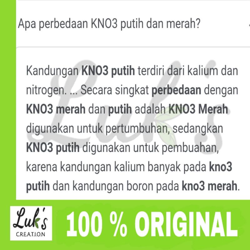 ID PUPUK KNO3 PUTIH - KNO3 MERAH - MKP PAK TANI 100 GR