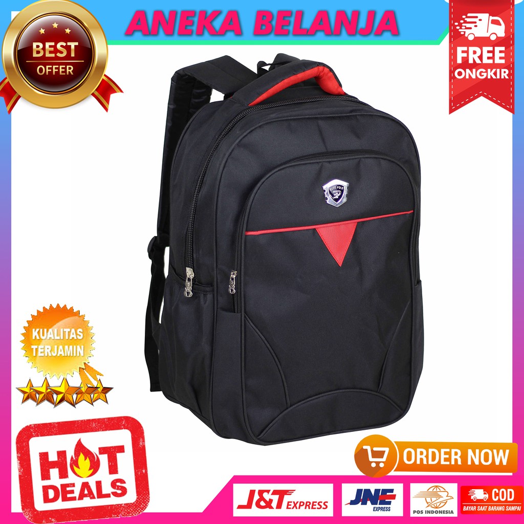 Ready Stock Backpack Multifungsi Khusus Cowok Model Polo Hitam Stylish Tas Sekolah Multifungsi Keren