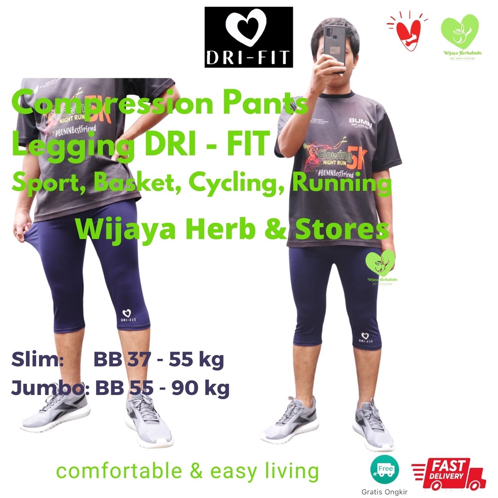 [SPORT] Compression Pants Legging Celana 3/4 Pria Celana Ketat Base Layer  Basket Gowes Olahraga Legging Pria Size Slim &amp; Jumbo