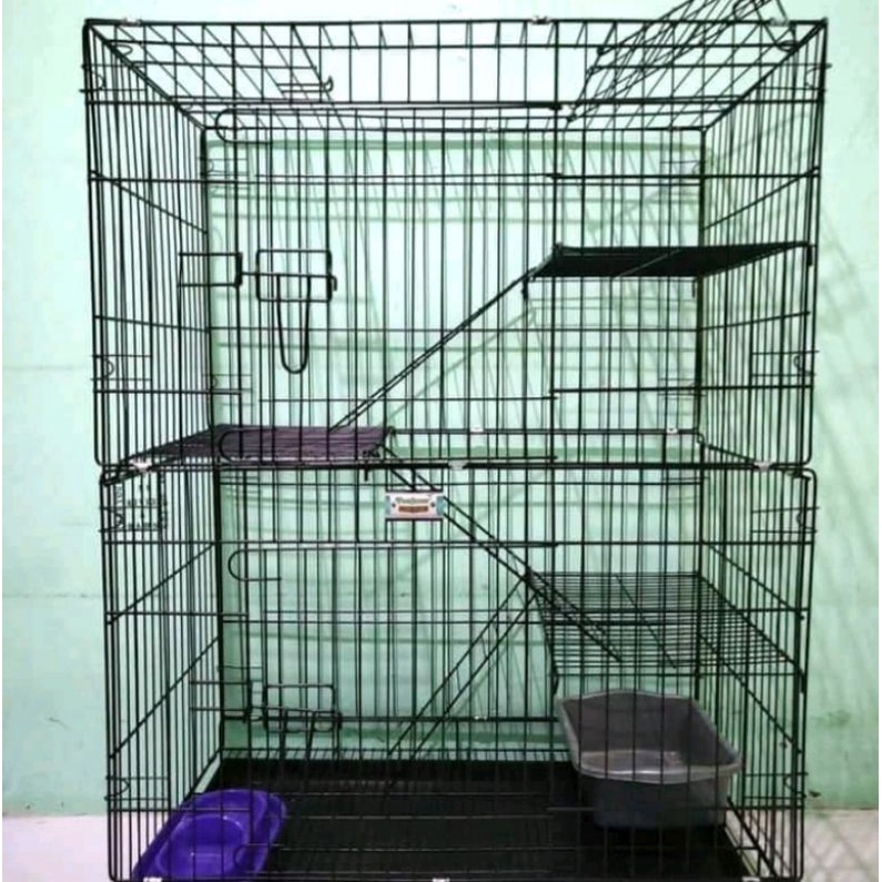 kandang kucing besi lipat tingkat 3 ukuran 75×45×100