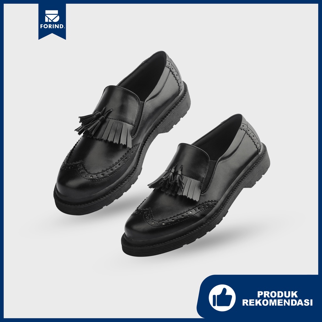 Elmora Black | Sepatu Loafers Hitam Tanpa Tali Pria Casual Kerja Formal Kantor Original Laki | FORIND x Erabor