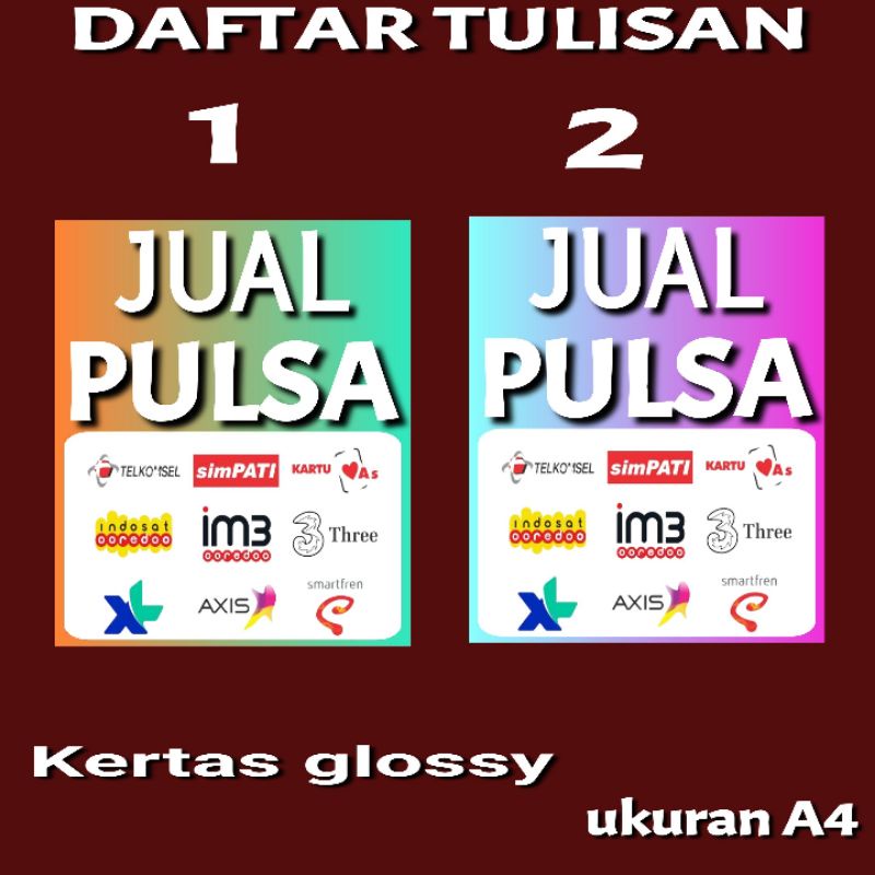

tulisan jual pulsa untuk warung dan phoncel d8