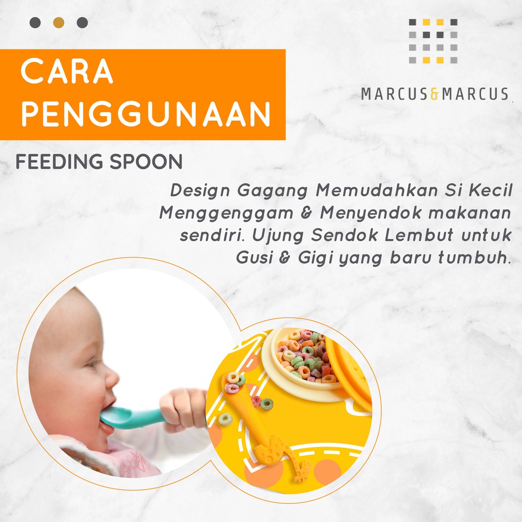 Castle - Marcus &amp; Marcus Feeding Spoon - Sendok Silikon - Sendok Makan Bayi MNM