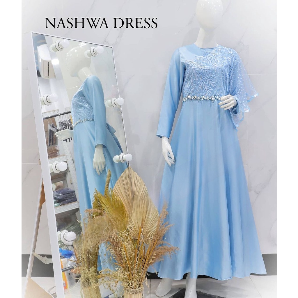 NASHWA DRESS brokat tulle bordir payet tulle dot/ baju pesta remaja / prewedding / wisuda / gamis kondangan / couple / tersedia ukuran kecil hingga jumbo