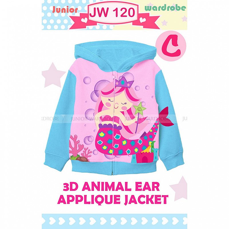 Jaket Mermaid Anak 2 Tahun Warna Tosca Hoodie 3 Dimensi Ikan Mermaid