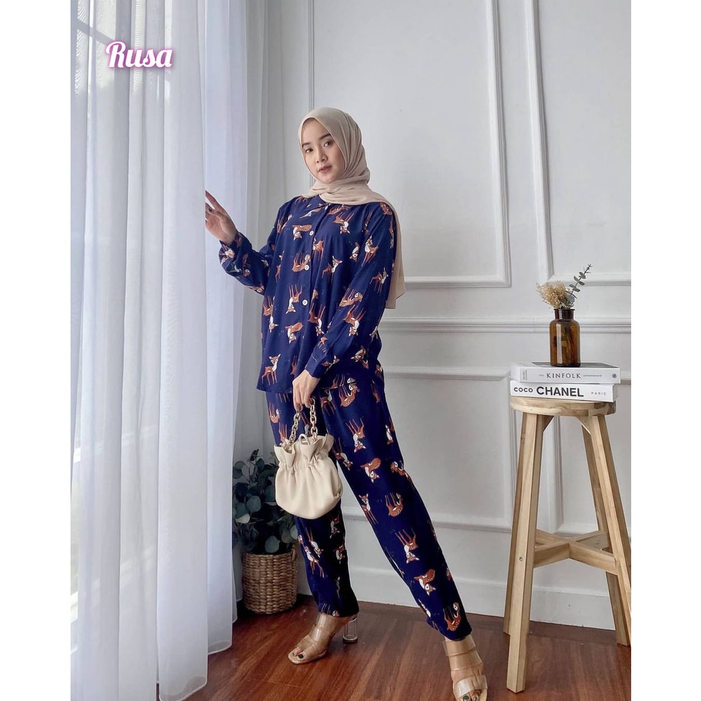 ONESET MEDINA / SETELAN KEMEJA LENGAN PANJANG RAYON VISCOSE- COZA BATIK