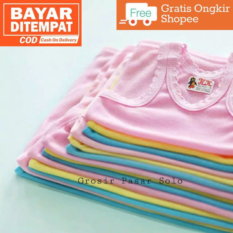 1 Lusin / 12 Pcs Kaos Dalam Bayi Singlet Bayi Warna