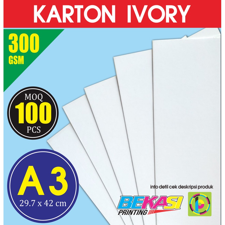 

Karton Carton IVORY 300 GSM Ukuran A3 29.7x42 cm isi 100 Lembar