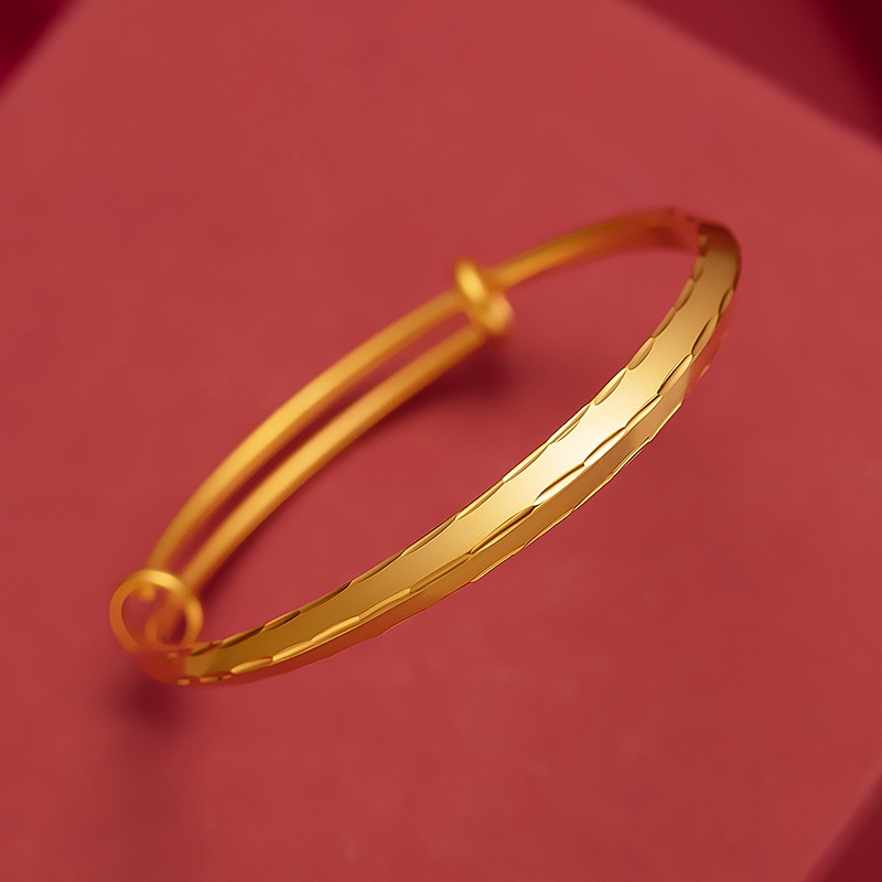 Gelang Bangle Bentuk Segitiga Bahan Sand Gold Plated Emas Asli Kadar 375 Untuk Wanita