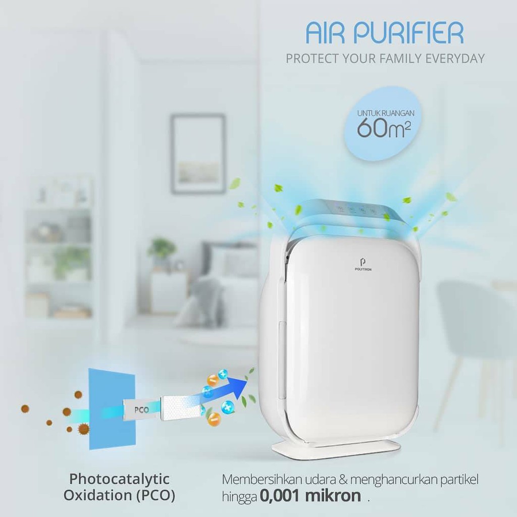 POLYTRON Air Purifier PAP 160 with HEPA UV Sterilizer Up 60m2 PRE FILTER HEPA FILTER CARBON FILTER P