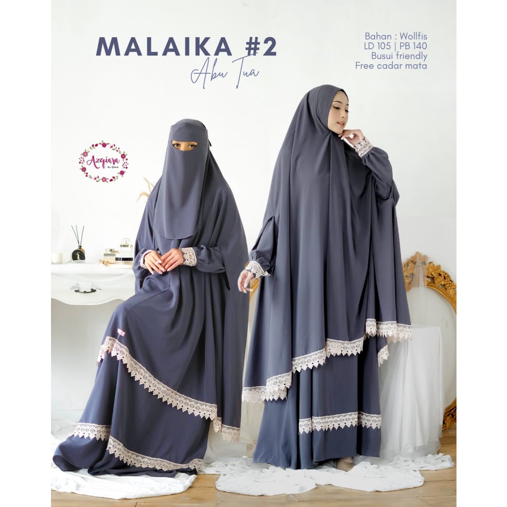 Malaika#2 Syari Gamis Muslim Free Cadar Original Produk By Qiara