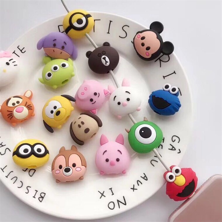 OVERFLOWS.ID [ Part 1] Cable Bite Pelindung Ujung Kabel Cable Casing Protector Tsum Tsum Kartun Lucu