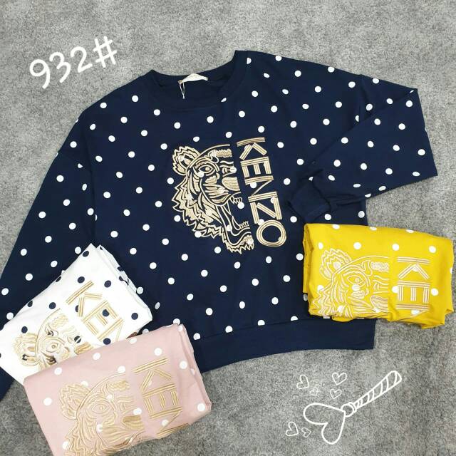 Kaos switer volkadot kenzo bordir fit xl sisa biru tua