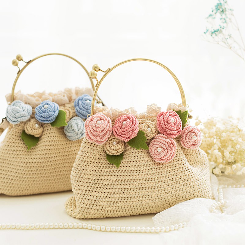  Benang  Wol  Katun Motif Bunga Warna Emas Untuk  Membuat Tas 