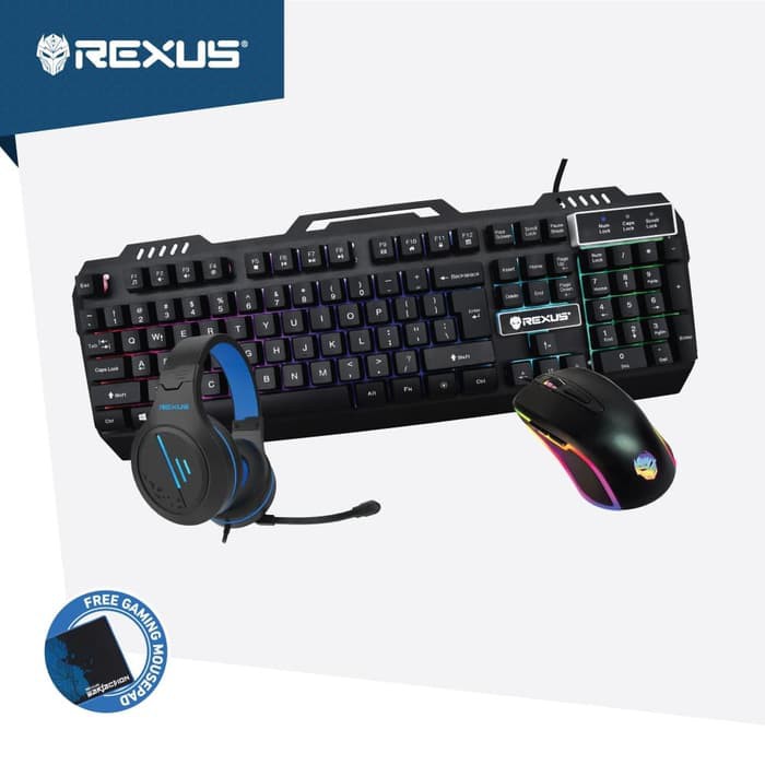 Rexus Keyboard Mouse Headset Gaming Warfaction VR3 MAX Combo FREE