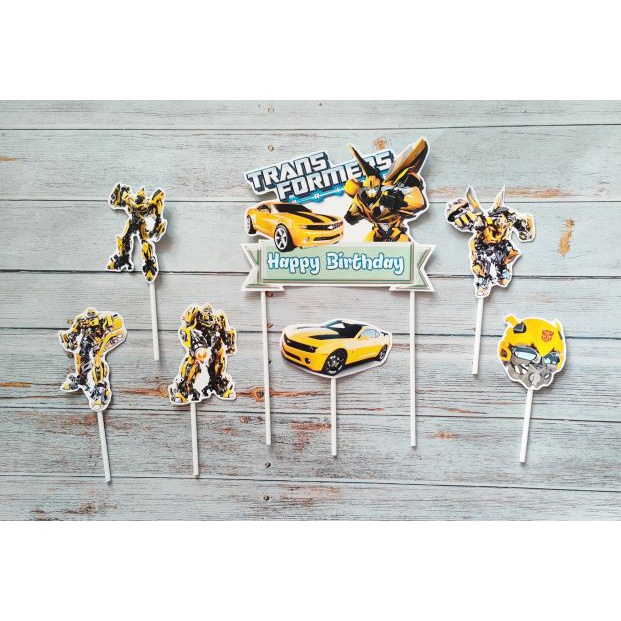 satu set hiasan kue ulang tahun cake topper karakter bumblebee bumble bee transformers
