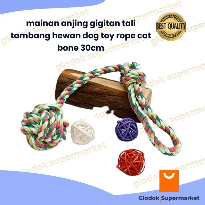 mainan anjing gigitan tali tambang hewan dog toy rope cat bone 30cm