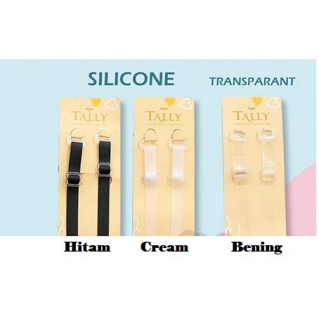 Tali BH Bra Tally Strap Kain &amp; Silicon Transparan Bening Asli Tally