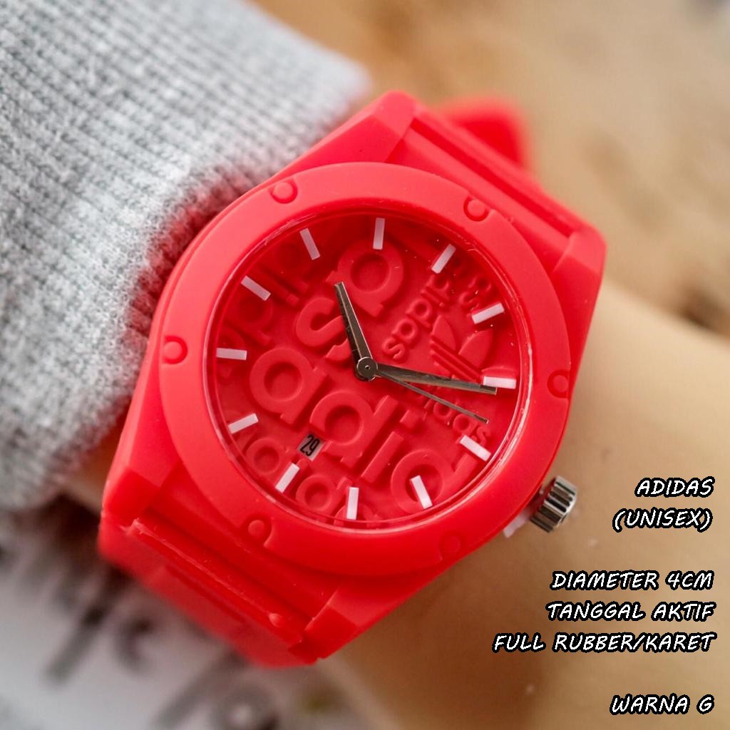 JAM TANGAN UNISEX ADIDAS RUBBER BODY BULAT TANGGAL AKTIF