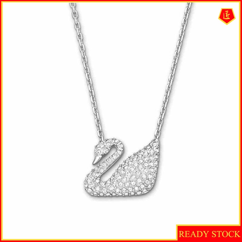 [Ready Stock]Little Swan Necklace Crystal Micro-Inlaid Full Diamond Pendant Women's Korean Style