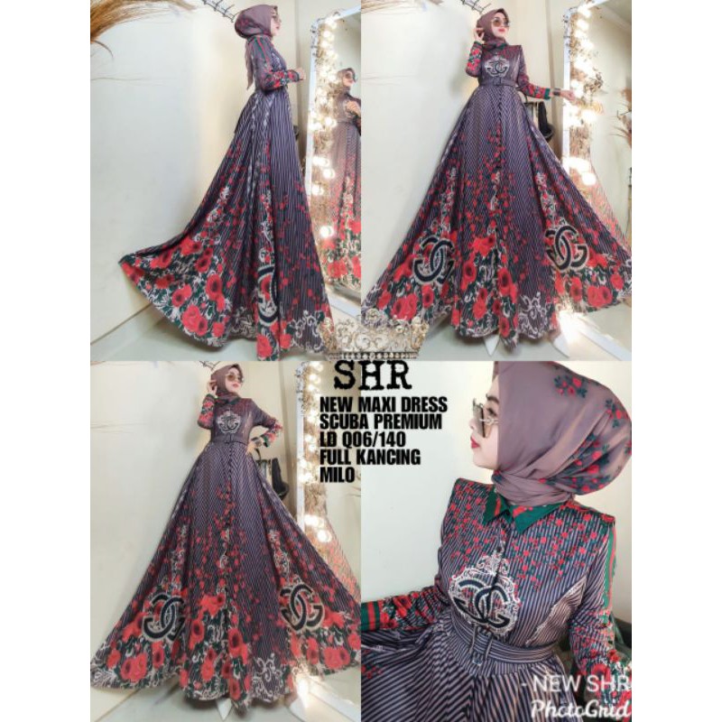 ORI SHR MAXI DRESS SCUBA PREMIUM FULL KANCING 100% ORI